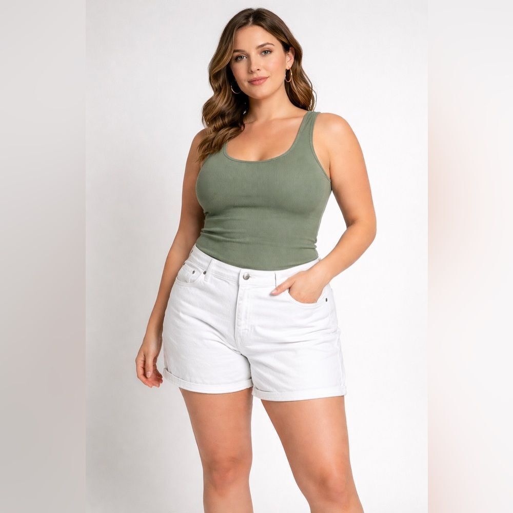 Levi’s Mid Rise Shorts Fold Over Hem 33 Waist Cotton